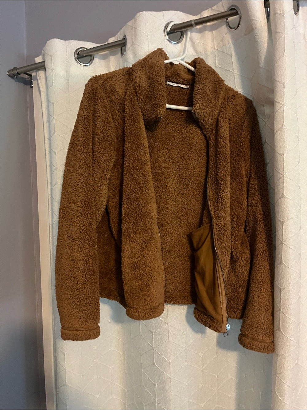 Ricki's Brown Teddy Fleece Open-Front Jacket
